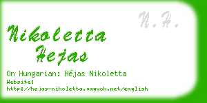 nikoletta hejas business card